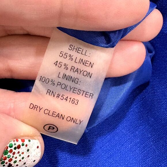 Calvin Klein Size 8 Shift Dress Linen Blend Knee Length Royal Blue Career Work - Picture 6 of 16